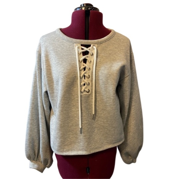 CAD Lace-Up Balloon Sleeve Sweatshirt XS - Picture 2 of 12
